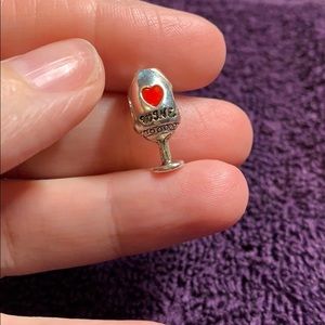 European wine glass sterling silver charm